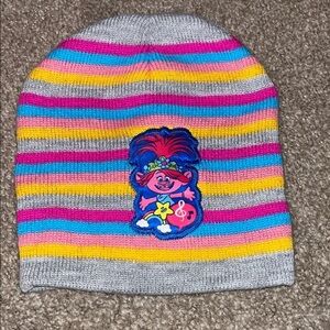 Trolls Striped Beanie with Cartoon Patch
